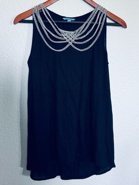 Leifnotes Navy Blue Sleeveless Top S
